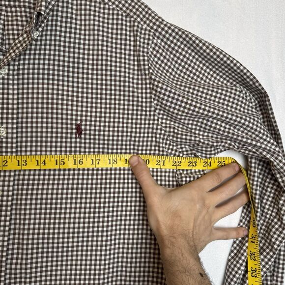 Ralph Lauren‎ Polo Shirt Mens Large Brown Red Pony Button Up Classic Fit Cotton - Picture 6 of 8